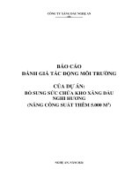 BÁO CÁOĐÁNH GIÁ TÁC ĐỘNG MÔI TRƯỜNGCỦA DỰ ÁN:BỔ SUNG SỨC CHỨA KHO XĂNG DẦUNGHI HƯƠNG