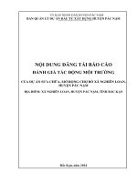 NỘI DUNG ĐĂNG TẢI BÁO CÁO ĐÁNH GIÁ TÁC ĐỘNG MÔI TRƯỜNG CỦA DỰ ÁN SỬA CHỮA, MỞ RỘNG CHỢ BÒ XÃ NGHIÊN LOAN, HUYỆN PÁC NẶM ĐỊA ĐIỂM: XÃ NGHIÊN LOAN, HUYỆN PÁC NẶM, TỈNH BẮC KẠN