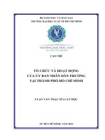 Tổ chức và hoạt Động của Ủy ban nhân dân phường tại thành phố hồ chí minh