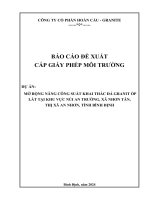 BÁO CÁO ĐỀ XUẤT CẤP GIẤY PHÉP MÔI TRƯỜNG DỰ ÁN: MỞ RỘNG NÂNG CÔNG SUẤT KHAI THÁC ĐÁ GRANIT ỐP LÁT TẠI KHU VỰC NÚI AN TRƯỜNG, XÃ NHƠN TÂN, THỊ XÃ AN NHƠN, TỈNH BÌNH ĐỊNH