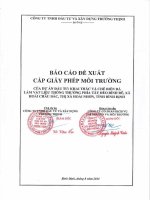 Báo cáo đề xuất cấp giấy phép môi trƣờng của Dự án: Khai thác và chế biến đá làm vật liệu xây dựng thông thƣờng phía Tây đèo Bình Đê, xã Hoài Châu Bắc , thị xã Hoài Nhơn, tỉnh Bình Định