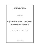 Phát triển năng lực vận dụng toán học vào thực tiễn cho học sinh lớp 10 trung học phổ thông trong dạy học chủ Đề hàm số bậc hai