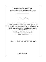 Đánh giá tính an toàn và hiệu quả tăng cường miễn dịch của chế phẩm probiotic Đa chủng labmix trên mô hình Động vật thí nghiệm (tt)