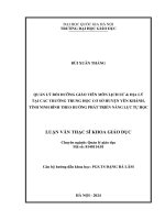 Quản lý bồi dưỡng giáo viên môn lịch sử & Địa lí tại các trường trung học cơ sở trên Địa bàn huyện yên khánh, tỉnh ninh bình theo hướng phát triển năng lực tự học