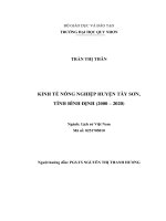 Luận văn kinh tế nông nghiệp huyện tây sơn, tỉnh bình Định (2000   2020)
