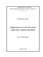 Chính sách của mỹ với asean thời tổng thống joe biden