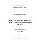 Luận văn trí thức bình Định trong phong trào yêu nước chống pháp Ở tỉnh bình Định (1885   1930)