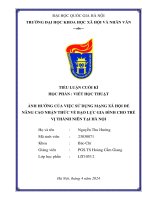 Ảnh hưởng của việc sử dụng mạng xã hội Để nâng cao nhận thức về bạo lực gia Đình cho trẻ vị thành niên tại hà nội