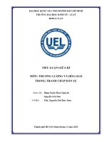 TIỂU LUẬN GIỮA KÌ MÔN THƯƠNG LƯỢNG VÀ HÒA GIẢI TRONG TRANH CHẤP DÂN SỰ