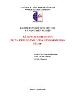 BÀI TIỂU LUẬN KẾT THÚC MÔN HỌC KỸ NĂNG KHỞI NGHIỆP KẾ HOẠCH KINH DOANH DỰ ÁN KINH DOANH CỬA HÀNG NƯỚC HOA NỮ 3M