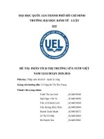 ĐỀ TÀI PHÂN TÍCH THỊ TRƯỜNG SỮA TƯƠI VIỆT NAM GIAI ĐOẠN 2020-2024