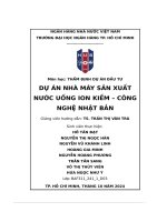 Dự án nhà máy sản xuất nước uống ion kiềm – công nghệ nhật bản