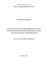 Đánh giá nhận thức về biến Đổi khí hậu của học sinh trường trung học phổ thông thăng long, quận hai bà trưng, thành phố hà nội