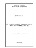 Luận văn thạc sĩ khoa học giáo dục vận dụng phương pháp talk for writing trong dạy học tiếng việt lớp 3