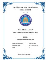 Bài Thảo Luận Học Phần Quản Trị Đa Văn Hoá Đề Tài Tổng Quan Văn Hoá Của Trung Quốc