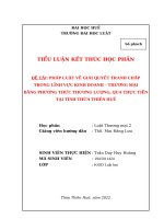 PHÁP LUẬT VỀ GIẢI QUYẾT TRANH CHẤP TRONG LĨNH VỰC KINH DOANH – THƯƠNG MẠI BẰNG PHƯƠNG THỨC THƯƠNG LƯỢNG, QUA THỰC TIỄN TẠI TỈNH THỪA THIÊN HUẾ