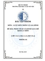 Bài tập nhóm môn luật hôn nhân và gia Đình Đề bài phân tích và Đánh giá chế Định ly hôn