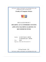 Specialized project building an e commerce system applying machine learning to recommend items