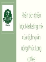 phân tích chiến lược marketing mix của dịch vụ Ăn uống tại phúc long coffee and tea