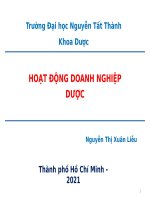 Quản Lý Kinh Tế Dược _Hoạt Động Của Doanh Nghiệp Dược