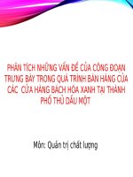 Quản trị chất lượng phân tích những vấn Đề của công Đoạn trưng bày trong quá trình bán hàng của các  cửa hàng bách hóa xanh tại thành phố thủ dầu một