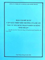 Báo cáo Đề xuất cấp giấy phép môi trường của cơ sở nhà máy xi măng ninh thuận của công ty tnhh mtv xi măng luks