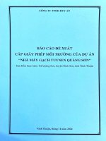 Báo cáo Đề xuất cấp gpmt của dự Án nhà máy gạch tuynen quảng sơn, xã quảng sơn, huyện ninh sơn