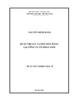 Quản trị lực lƣợng bán hàng tại công ty cổ phần gem