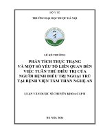 Phân tích thực trạng và một số yếu tố liên quan Đến việc tuân thủ Điều trị của người bệnh Điều trị ngoại trú tại bệnh viện tâm thần nghệ an