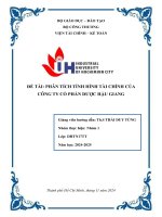 PHÂN TÍCH TÍNH HÌNH TÀI CHÍNH CỦA  CÔNG TY CỔ PHẦN DƯỢC HẬU GIANG