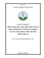 Phân tích việc thực hiện tiêu chuẩn thực hành tốt cơ sở bán lẻ thuốc tại các nhà thuốc trên Địa bàn tỉnh nghệ an