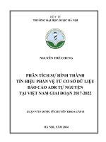 Phân tích sự hình thành tín hiệu phản vệ từ cơ sở dữ liệu báo cáo adr tự nguyện tại việt nam giai Đoạn 2017 2022