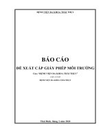 BÁO CÁO ĐỀ XUẤT CẤP GIẤY PHÉP MÔI TRƯỜNG Của: “BỆNH VIỆN ĐA KHOA THÁI THỤY”