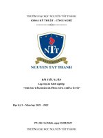 Lập dự Án khởi nghiệp  trung tâm bảo dưỡng sửa chữa Ô tô