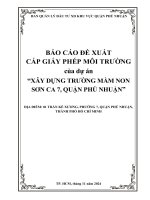 BÁO CÁO ĐỀ XUẤT CẤP GIẤY PHÉP MÔI TRƯỜNG của dự án “XÂY DỰNG TRƯỜNG MẦM NON SƠN CA 7, QUẬN PHÚ NHUẬN”
