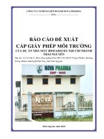 BÁO CÁO ĐỀ XUẤT CẤP GIẤY PHÉP MÔI TRƯỜNG CỦA DỰ ÁN NHÀ MÁY BIOFARM HÀ NỘI