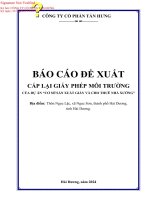 BÁO CÁO ĐỀ XUẤT CẤP LẠI GIẤY PHÉP MÔI TRƯỜNG CỦA DỰ ÁN “CƠ SỞ SẢN XUẤT GIẤY VÀ CHO THUÊ NHÀ XƯỞNG”