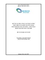 Đề án cải tiến chất lượng: Nâng cao chất lượng triển khai 5S tại Đơn nguyên Ngoại Thần Kinh –  Lồng Ngực, Bệnh viện Bãi Cháy, năm 2020