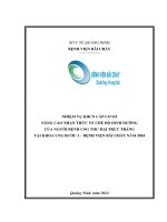 Nâng cao nhận thức về chế độ dinh dưỡng của ngƣời bệnh ung thư đại trực tràng tại khoa ung bướu 1 – bệnh viện Bãi Cháy năm 2024