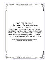 BÁO CÁO ĐỀ XUẤT CẤP GIẤY PHÉP MÔI TRƯỜNG CỦA DỰ ÁN ĐẦU TƯ NGHIÊN CỨU, SẢN XUẤT VÀ GIA CÔNG GIỐNG BẮP LAI CAO SẢN VÀ CÁC LOẠI HẠT GIỐNG KHÁC