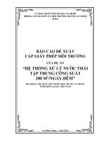 BÁO CÁO ĐỀ XUẤT CẤP GIẤY PHÉP MÔI TRƯỜNG CỦA DỰ ÁN “HỆ THỐNG XỬ LÝ NƯỚC THẢI TẬP TRUNG CÔNG SUẤT 200 M3/NGÀY.ĐÊM”