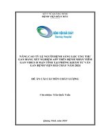 Nâng cao tỷ lệ người bệnh sàng lọc ung thư gan bằng xét nghiệm AFP trên bệnh nhân viêm gan virus B mạn tính tại phòng khám tư vấn gan bệnh viện Bãi Cháy năm 2024