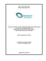 Nâng cao chất lượng chăm sóc kim luồn tĩnh mạch ngoại vi của điều dưỡng tại khoa ngoại thần kinh lồng ngực Bệnh viện Bãi Cháy năm 2024