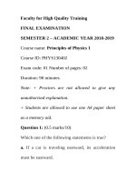 Principles of physics 1 semester 2 – academic year 2018 2019