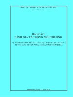 Báo cáo Đánh giá tác Động môi trường dự Án khai thác mỏ Đất làm vật liệu san lấp tại xã tượng sơn, huyện nông cống, tỉnh thanh hoá