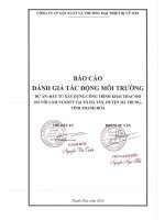 Báo cáo Đánh giá tác Động môi trường dự Án khai thác mỏ Đá vôi làm vlxd thông thường tại xã hà tân, huyện hà trung, tỉnh thanh hóa