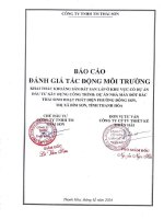 Báo cáo Đánh giá tác Động môi trường dự Án khai thác khoáng sản Đất san lấp Ở khu vực có dự Án Đầu tư xây dựng công trình dự Án nhà máy Đốt rác thải sinh hoạt phát Điện tại phường Đông sơn, thị xã bỉm sơn