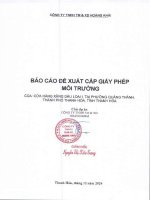 Báo cáo Đề xuất cấp giấy phép môi trường Đối với dự Án cửa hàng xăng dầu loại i tại phường quảng thành, thành phố thanh hoá, tỉnh thanh hoá của công ty tnhh thương mại và xây dựng hoàng khải