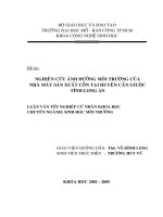 Nghiên cứu Ảnh hưởng môi trường của nhà máy sản xuất cồn tại huyện cần giuộc tỉnh long an