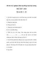 Đáp Án và Đề thi trắc nghiệm môn học pháp luật Đại cương  hk2 2017  2018
